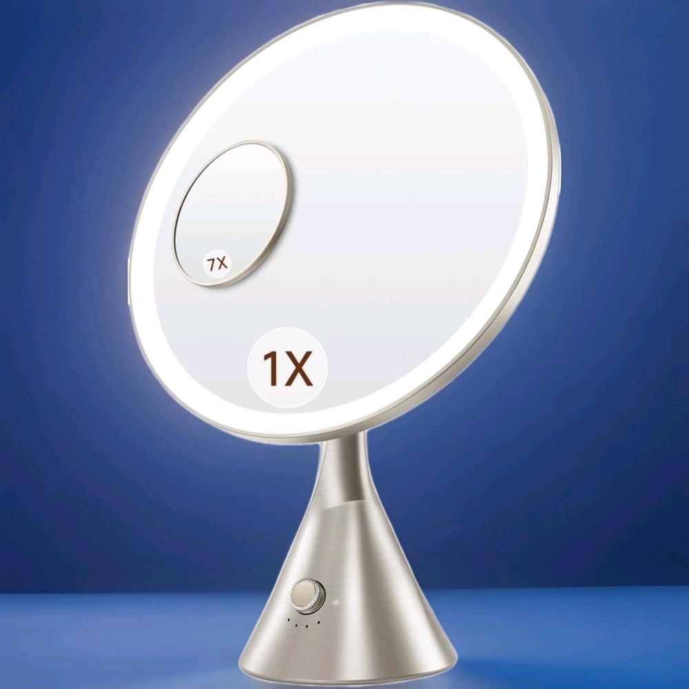 New Sealed 10" Light-Up Mirror with‎ Brushed Nickel Finish
